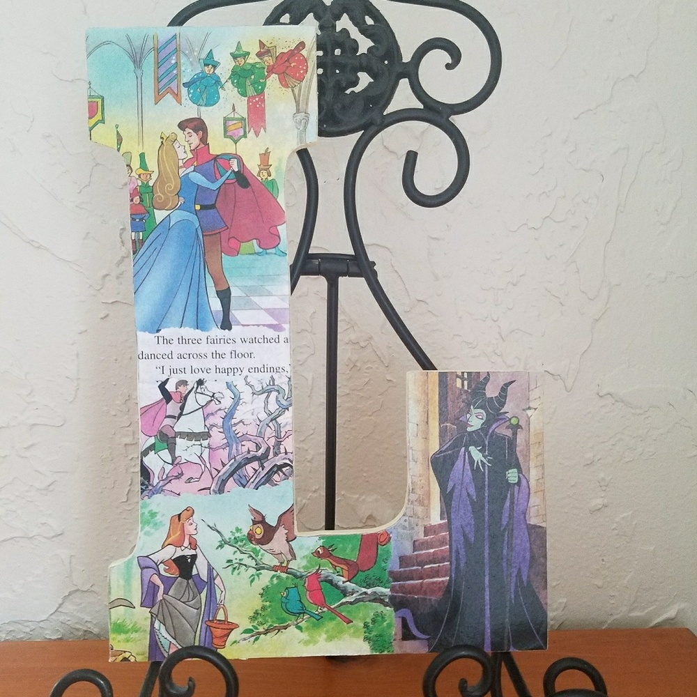 Custom Sleeping Beauty wooden letter L